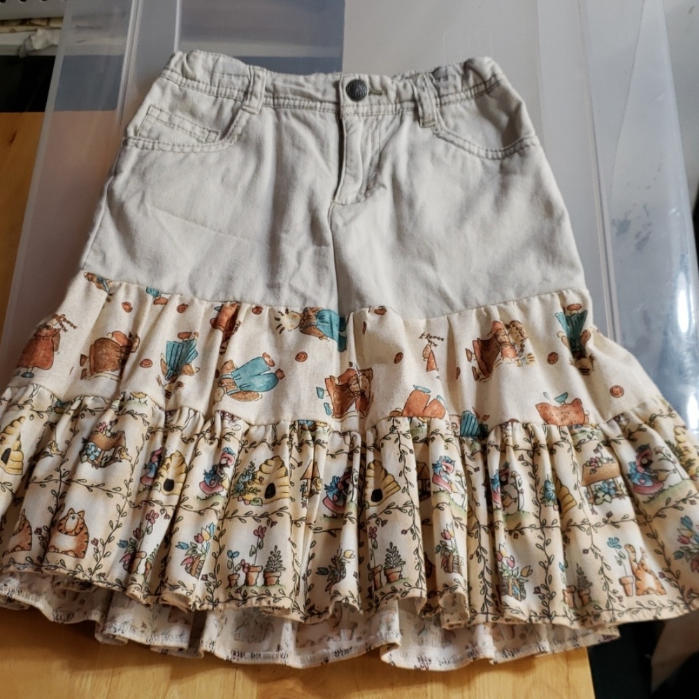 Handmade sz 6/6x tan ruffled skirt new